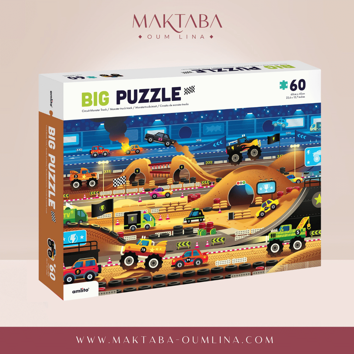 Grand puzzle MONSTER TRUCKS - 60 pièces