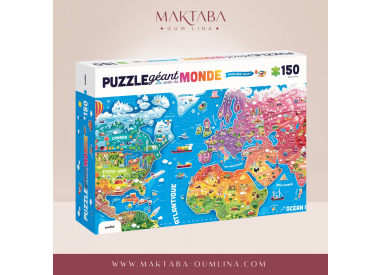 Grand puzzle carte du monde 150 pièces: continent, pays, mer et océans