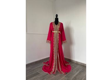 CAFTAN « RUBIS » – Fuchsia & doré
