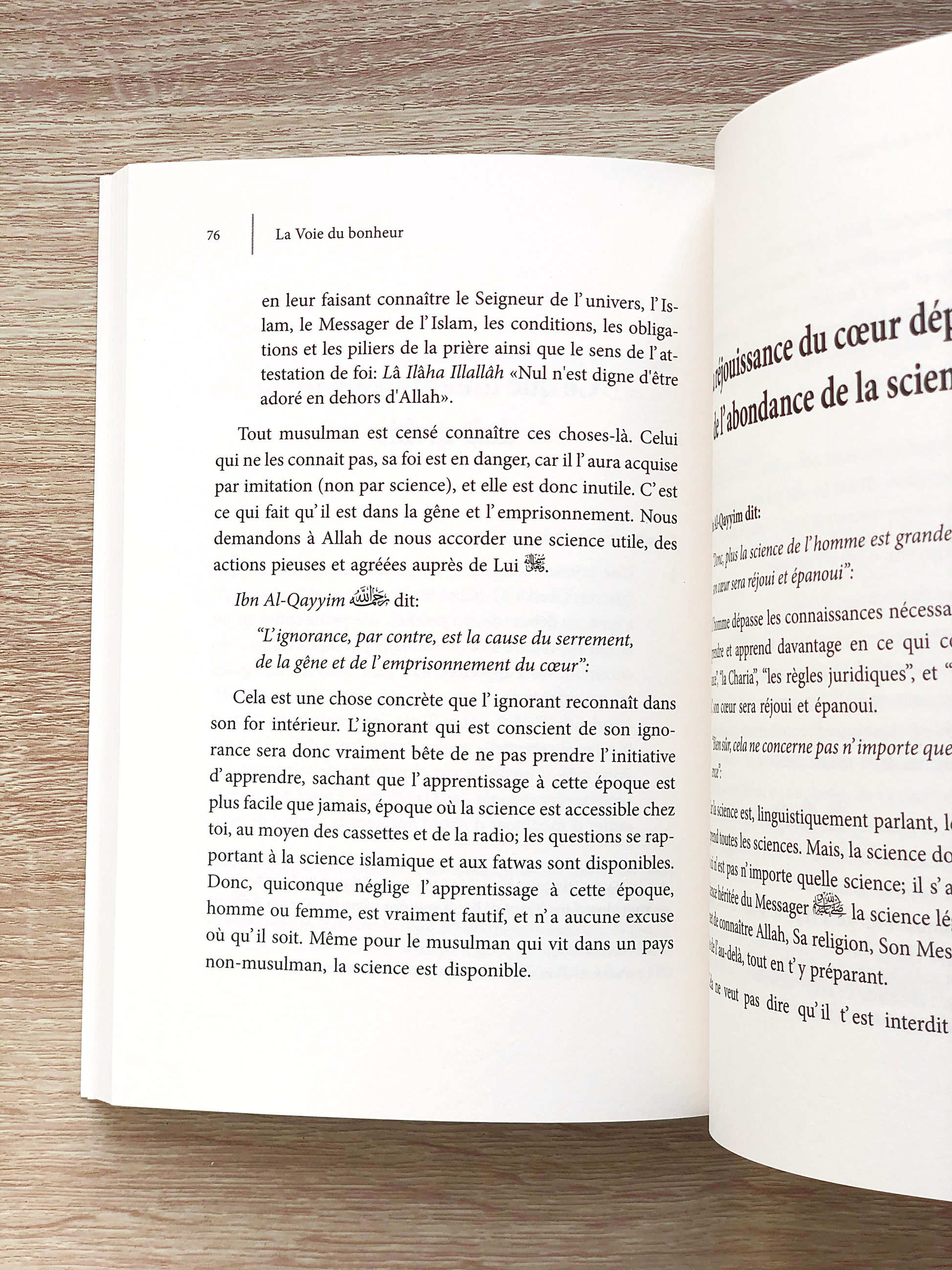 La Voie Du Bonheur, D'Ibn Qayyim Al-Jawziyya, Commentaire De Muhammad Amân Ibn 'Ali Al-Jâmi