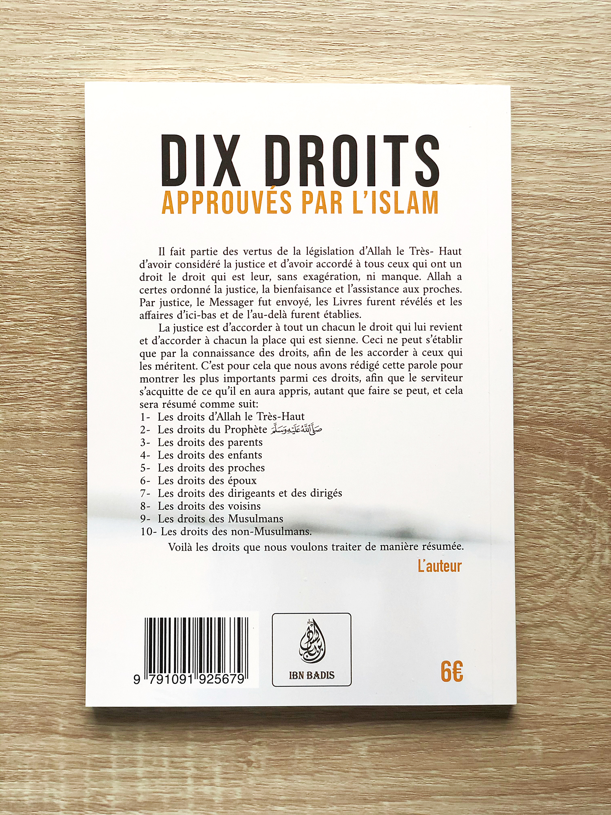 Dix Droits Approuvés Par L'Islam, De Muhammed Ibn Salih Al-Uthaymin, Bilingue (Français- Arabe)