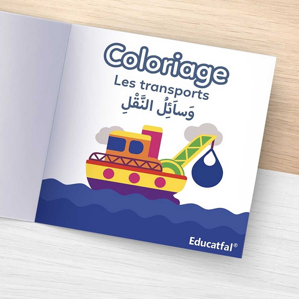 Coloriage 3/6 ans Arabe-Français - Les transports