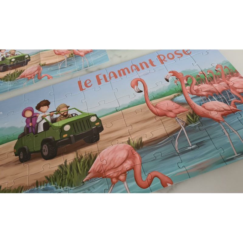 Puzzle sur Le Flamant Rose.  ( 48 pièces)