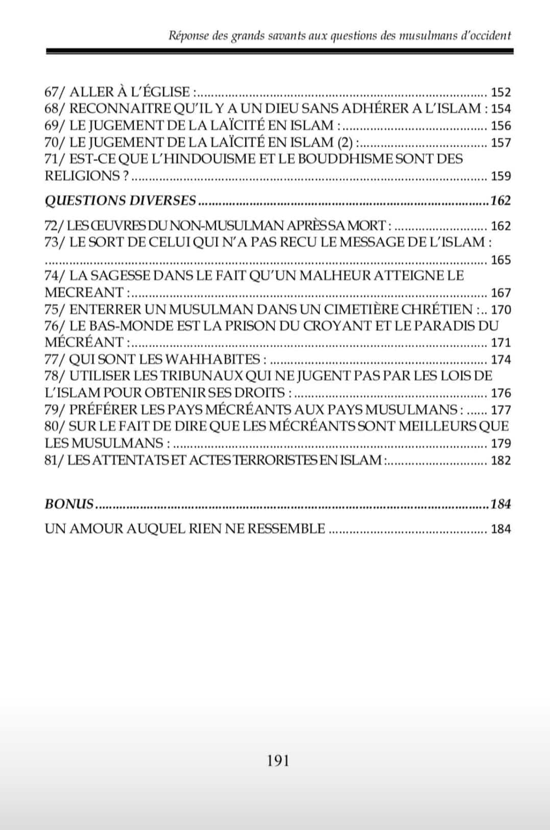 Réponse des grands savants: Aux questions des musulmans d'Occident