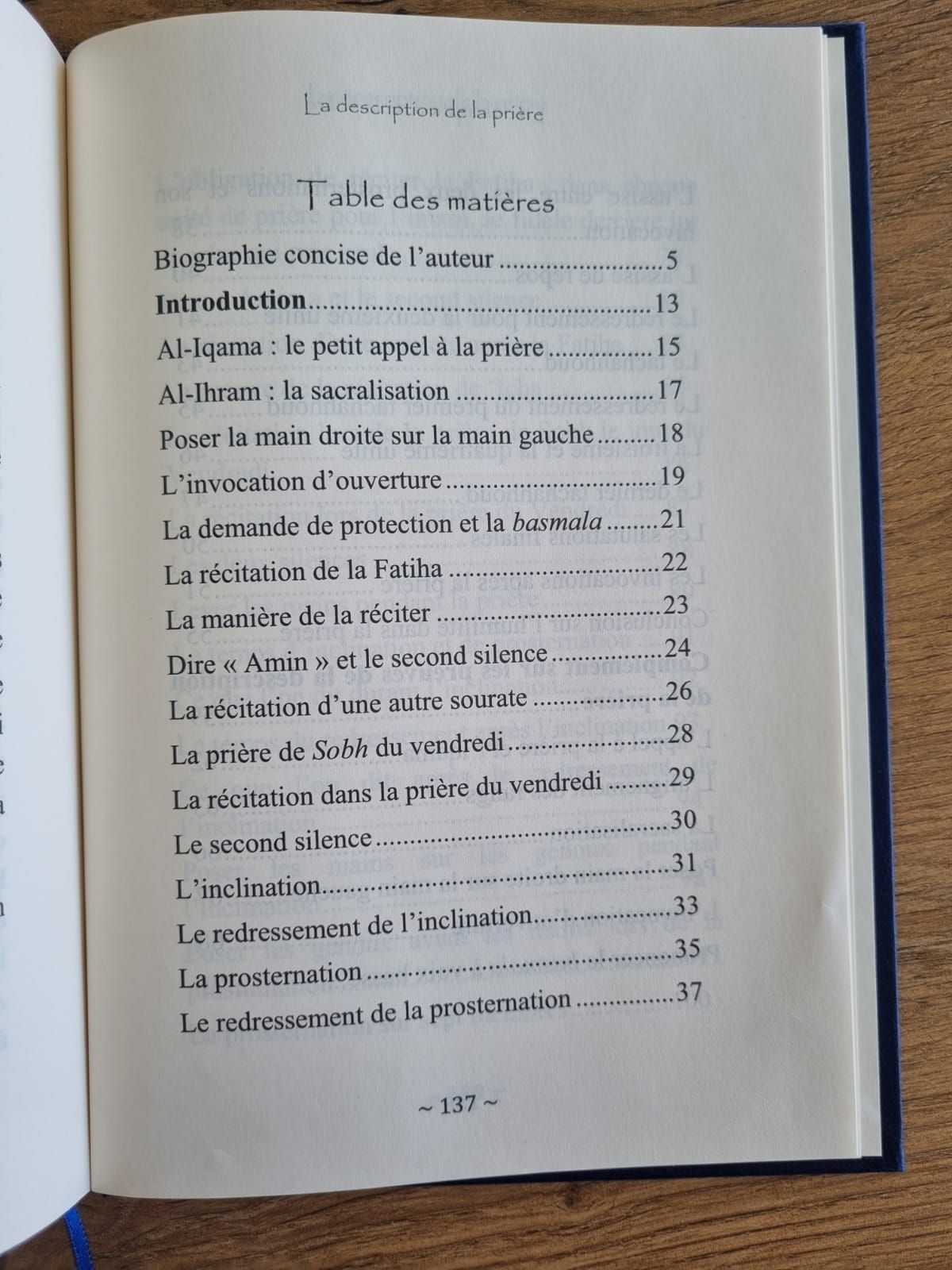 La description de la prière du noble Prophète
