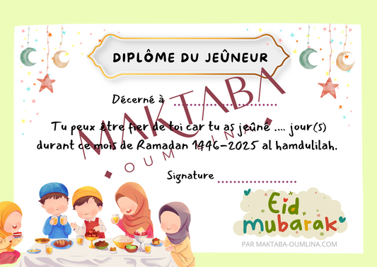 Diplôme du petit jeûneur : garçons (format PDF à télécharger)